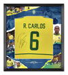 Roberto Carlos Signed & Framed Brazil Shirt 2002 World Cup PROOF AFTAL COA