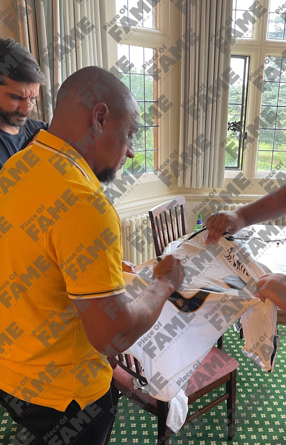 Roberto Carlos Signed Real Madrid Shirt Brazil Football Legend Proof AFTAL COA