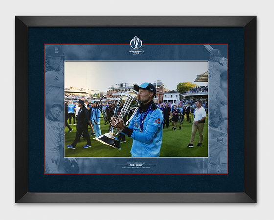 Joe Root Signed & Framed 12X8 Photo England CRICKET WORLD CUP  AFTAL COA