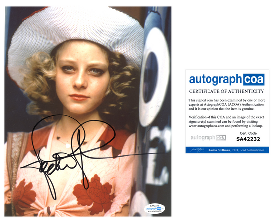 Jodie Foster Signed 10X8 Photo Taxi Driver Genuine Signature ACOA (7404)