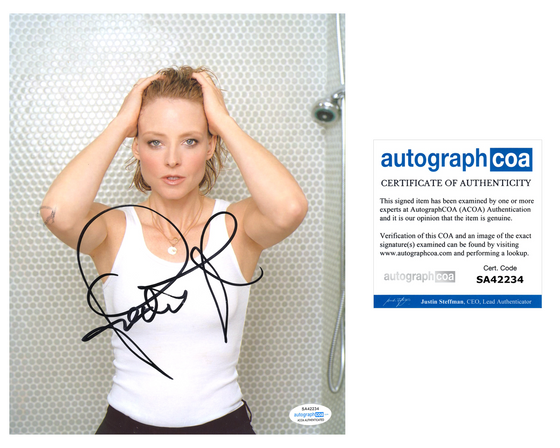 Jodie Foster Signed 10X8 Photo The Silence of the Lambs ACOA (7411)