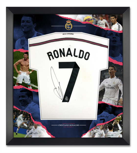 Cristiano Ronaldo Signed & Framed Real Madrid Shirt AFTAL COA (B)