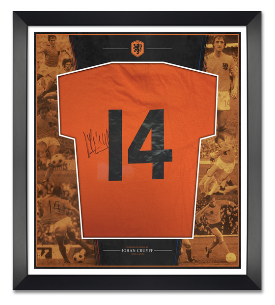 Johan Cruyff Signed & Framed Holland Shirt AFTAL COA