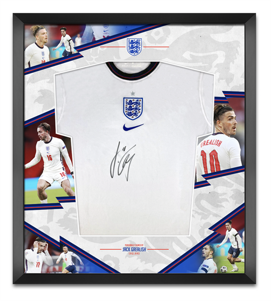 Jack GREALISH Signed Framed England Shirt Euro 2020 Genuine Signature AFTAL COA