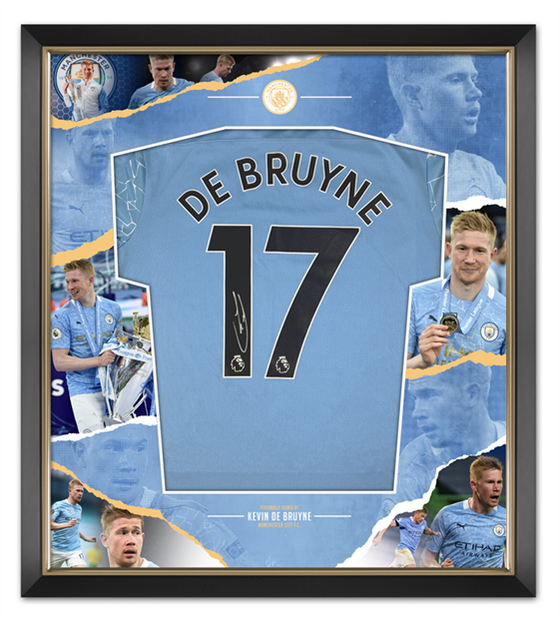 Kevin De Bruyne SIGNED & FRAMED Manchester CITY Shirt WITH PROOF AFTAL COA