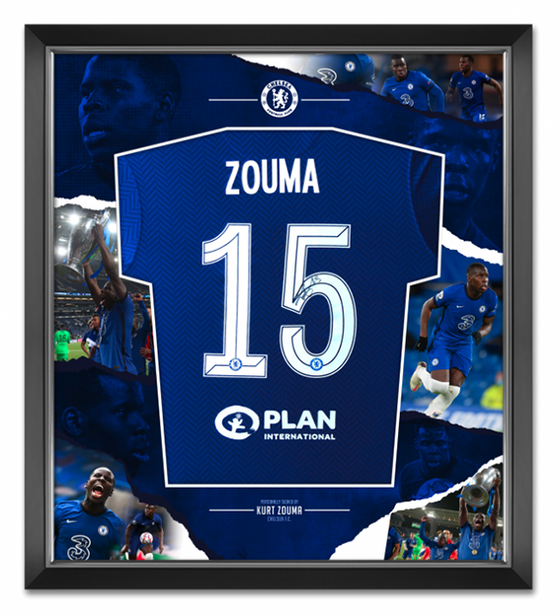 Kurt Zouma Signed & Framed Chelsea F.C. Champions League Shirt AFTAL COA (A)