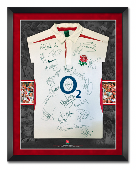 England Rugby SIGNED JERSEY 2003 World Cup Winners AFTAL COA