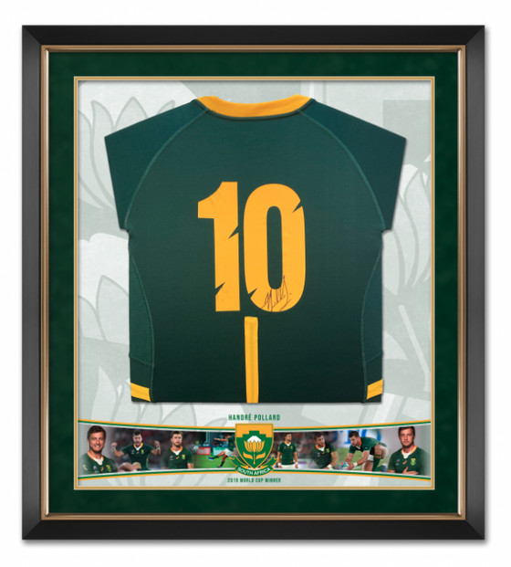 Handre Pollard Signed & Framed 2019 Rugby World Cup Shirt South Africa AFTAL COA