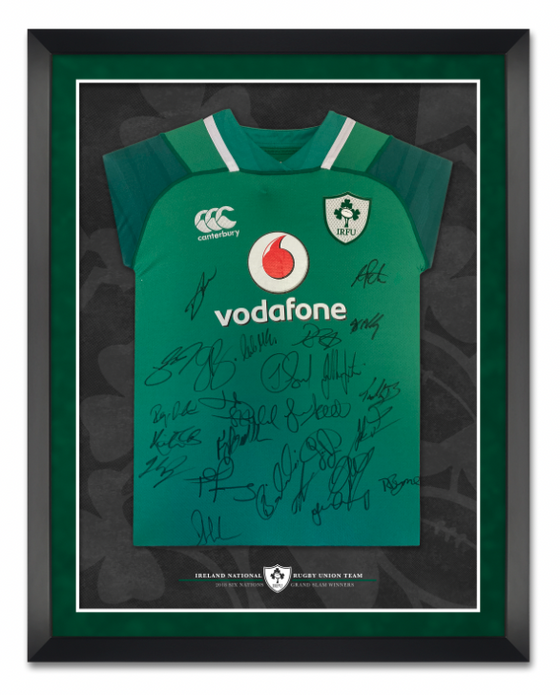 Ireland Signed & Framed Grand Slam 2018 Six Nations Rugby Shirt AFTAL COA
