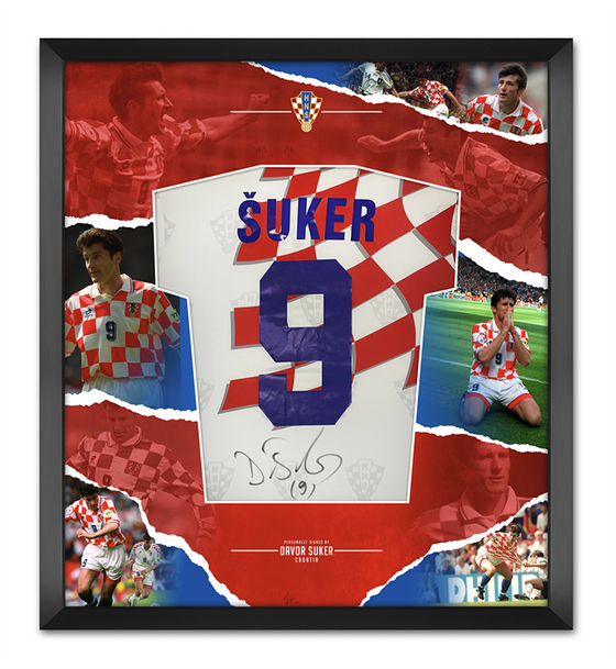 Davor Suker Signed & Framed Croatia Shirt EURO 1996 Genuine Signature AFTAL COA (FTO)