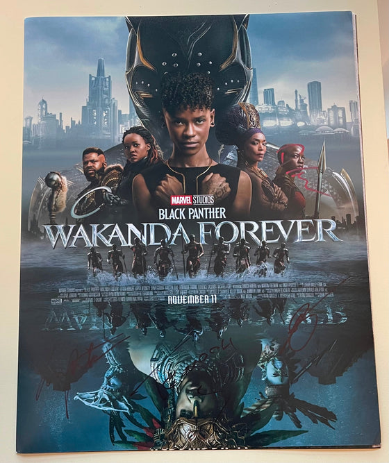 Black Panther: Wakanda Forever SIGNED 11X14 Photo Cast Photo by 4 AFTAL COA (G)