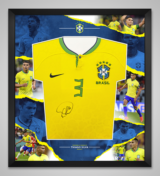 Thiago Silva Signed & Framed Brazil SHIRT Genuine Signature AFTAL COA