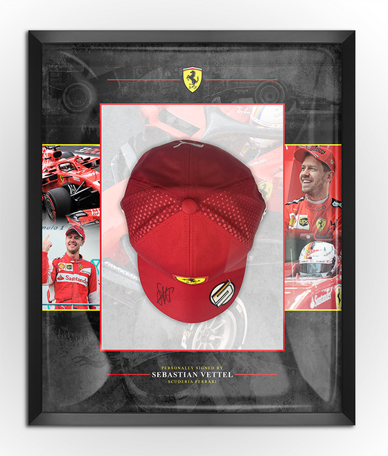 Sebastian Vettel Signed Framed Ferrari Cap FORMULA 1 Genuine Signature AFTAL COA