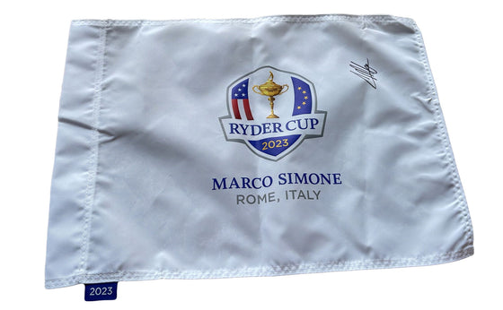 Collin Morikawa Genuine Hand Signed RYDER CUP 2023 PIN FLAG AFTAL COA (A)