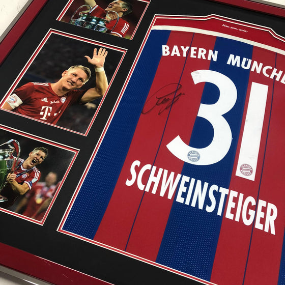 Bastian Schweinsteiger Signed & FRAMED Bayern MUNICH Muenchen JERSEY AFTAL COA