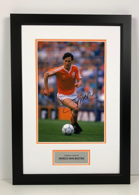 Marco Van Basten SIGNED & FRAMED 12X8 Photo Netherlands A.C. Milan AFTAL COA (B