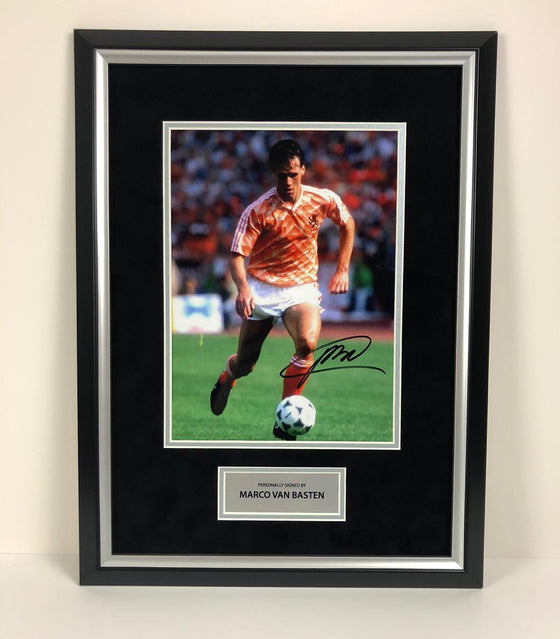 Marco Van Basten SIGNED & FRAMED 12X8 Photo Netherlands A.C. Milan AFTAL COA (D