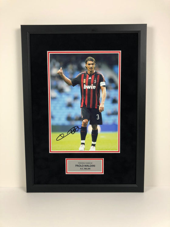 Paolo Maldini Signed 12X8 Framed Photo AC Milan & ITALY AFTAL COA (E)