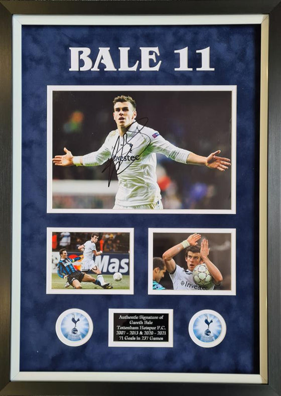 Gareth Bale Signed & Framed Tottenham Hotspur Photo Mounted Display AFTAL COA