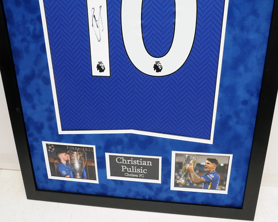 Christian Pulisic Signed & Framed Chelsea F.C. Shirt CL & Super Cup AFTAL COA