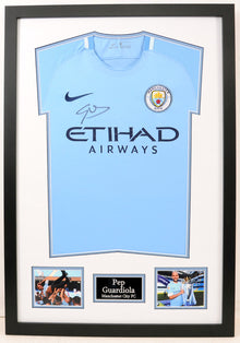  Pep Guardiola SIGNED Manchester CITY Premier LEAGUE WINNER JERSEY AFTAL COA (B)