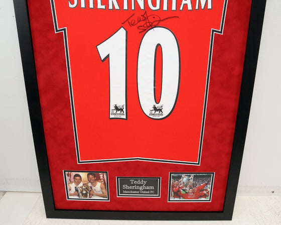 Teddy Sheringham Signed & FRAMED Shirt Manchester United AFTAL COA