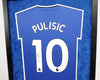 Christian Pulisic Signed & Framed Chelsea F.C. Shirt CL & Super Cup AFTAL COA