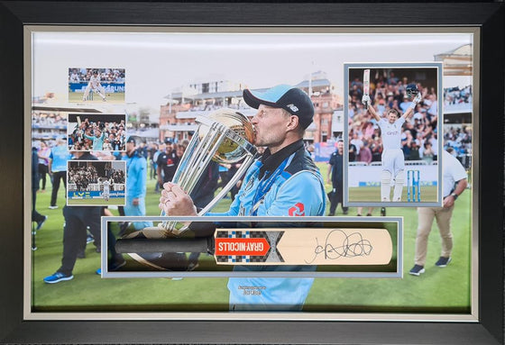 Joe Root Signed Mini Bat England 2019 CRICKET WORLD CUP AFTAL COA (FTO)
