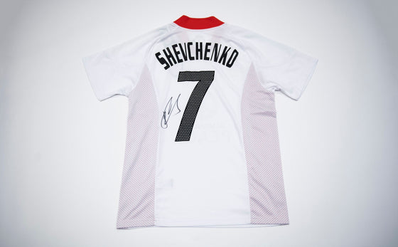 Andre Shevchenko Signed AC Milan SHIRT Match 4 Peace Genuine Signature AFTAL COA
