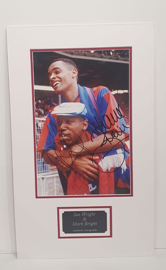 Ian Wright & Mark Bright Signed & Mounted 12X8 Photo Crystal Palace AFTAL COA