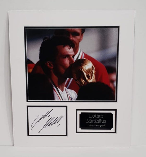 Lothar Matthäus Signed Photo Mount Display GERMANY 1990 World Cup AFTAL COA