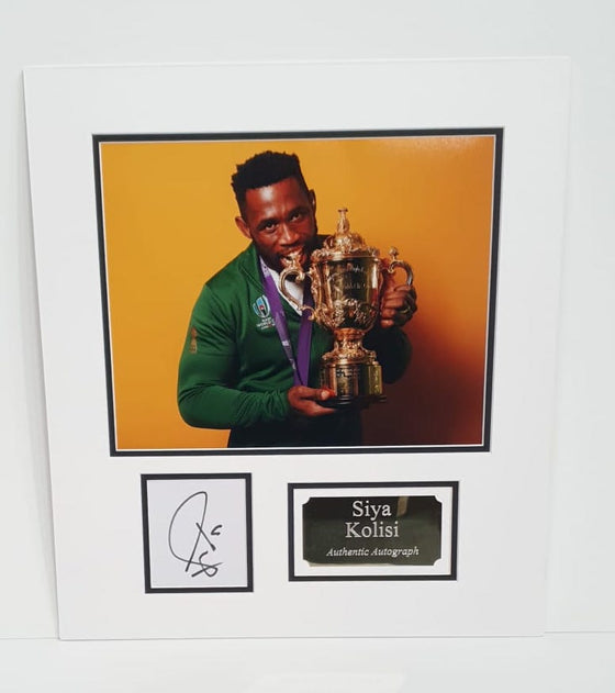 Siya Kolisi Signed Photo Mount Display 2019 Rugby World Cup Final AFTAL COA