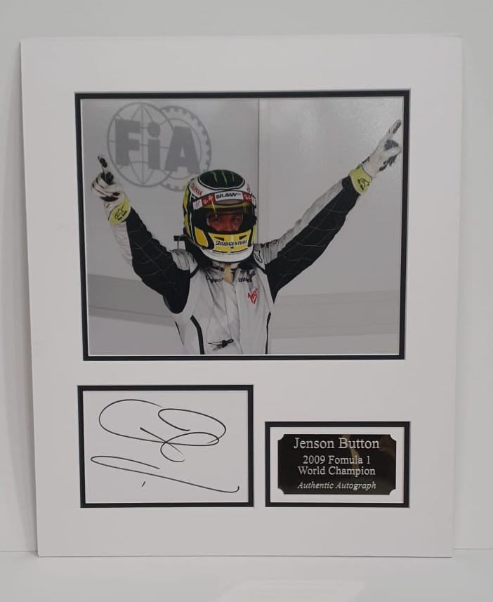 Jenson Button Signed Photo Mount Display Brawn GP Genuine
