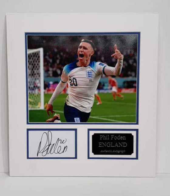 Phil Foden Signed Photo Mount Display England 2022 WORLD CUP QATAR AFTAL COA