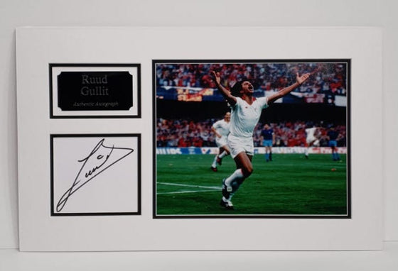 Ruud Gullit Signed Photo Mount Display A.C. Milan. AFTAL COA