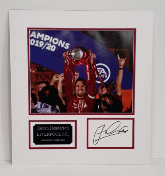 Jordan Henderson Signed Photo Mount Display Liverpool F.C. AFTAL COA
