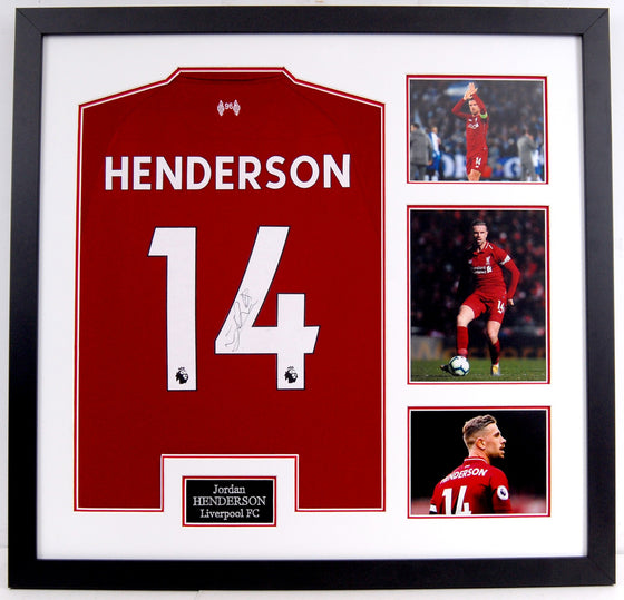 Jordan Henderson Signed & Framed Jersey Liverpool FC Genuine Autograph AFTAL COA