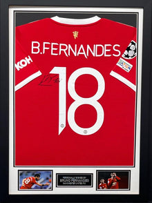  Bruno Fernandes SIGNED & Framed Manchester United F.C Jersey AFTAL COA