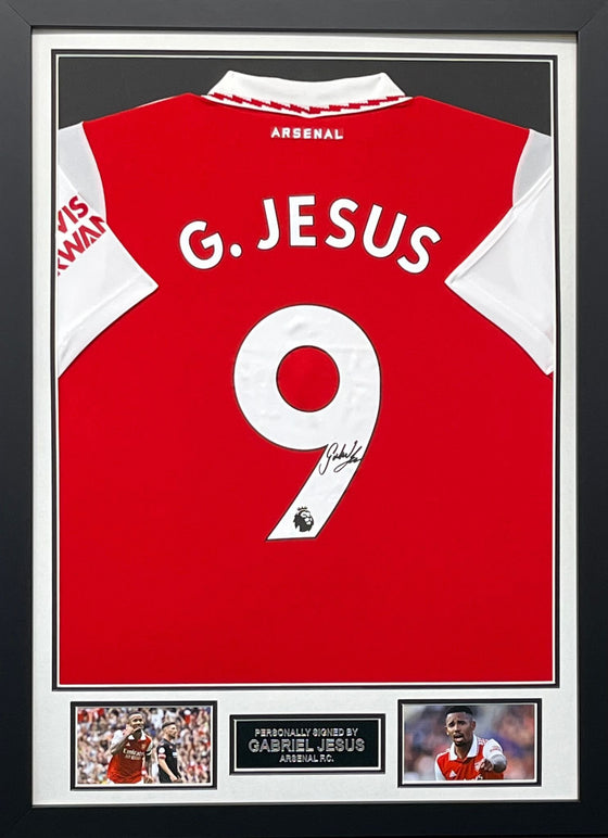 Gabriel Jesus SIGNED & Framed Arsenal F.C. Shirt Genuine Signature AFTAL COA