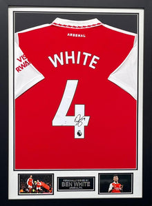  Ben White SIGNED & Framed Arsenal FC Jersey Genuine Signature AFTAL COA