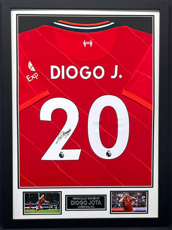 Diogo Jota Signed & Framed Liverpool Shirt Genuine Signature AFTAL COA