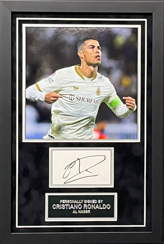 Cristiano Ronaldo Signed & Framed Photo Mount Display Al Nassr FC AFTAL COA